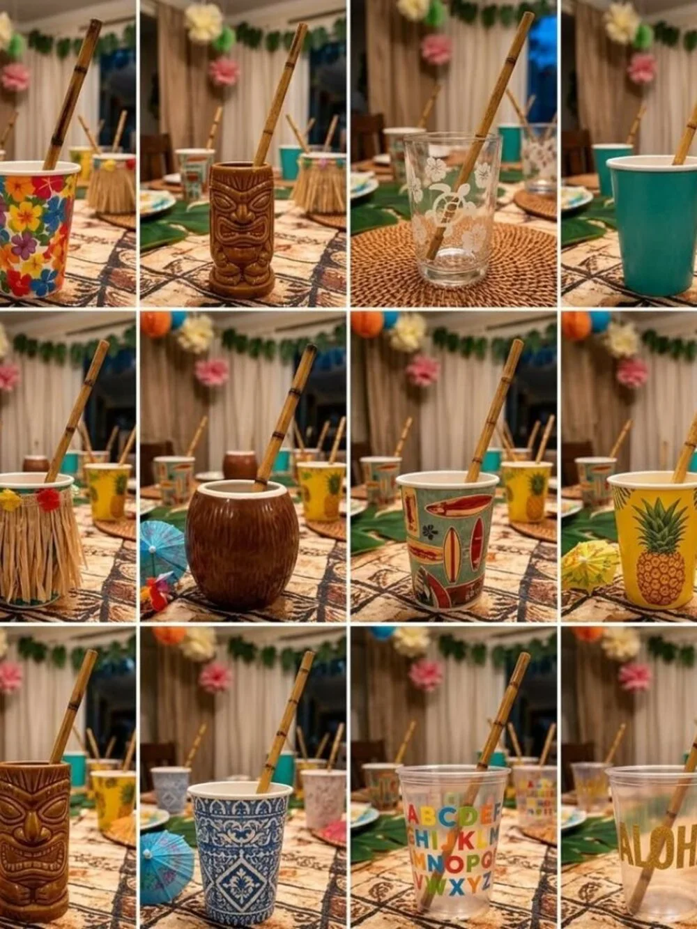 12pk Bamboo Print Party Straws - Luau, Tiki & Tropical Decor - Forum Novelties